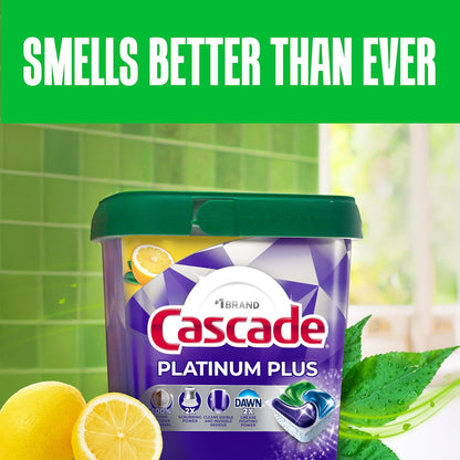 Cascade Platinum Plus Lemon Dishwasher Pods Dishwasher Detergent Tabs Tablets Dish Detergent Pod Dish Soap, 31Count