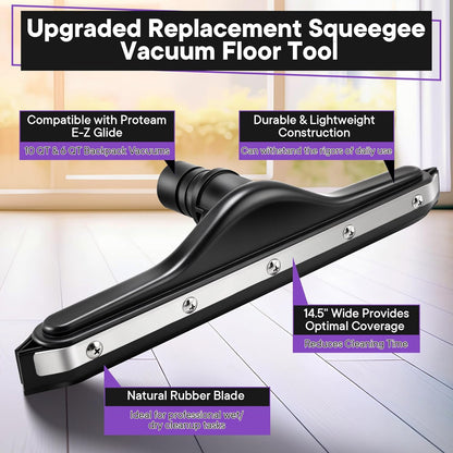 Replacement Floor Tool Compatible with ProTeam 101446 E-Z Glide Backpack Vacuums 10 QT & 6 QT, 14" Hard Floor Tool Compatible with Commercial Cleaners(Brush with Scalloped Edges,Gray)