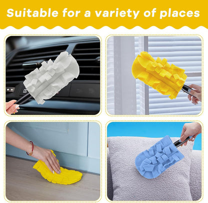 Zubebe 12 Pcs Duster Refill Reusable Fleece Duster Refills Feather Flat Dusters Multi Surface Washable Cleaning Pads Tools for Home, Blinds, Car, Pet, Furniture, Fans (Dark Color)