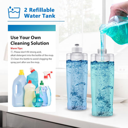 Spray Mops for Floor Cleaning: MEXERRIS Wet Mop with 3 Washable Pads for Swiffer Powermop - Floor Mop with Refillable Bottle - Home Commercial Dust Mops for Hardwood Laminate Ceramic Tiles