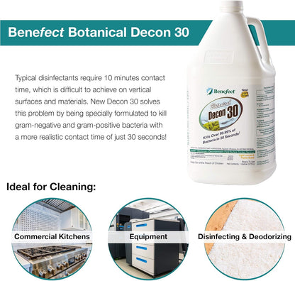 Benefect Botanical Decon 30 Disinfectant Cleaner, 4 oz. Spray Bottle, Light Lemon & Thyme Scent, Hospital Grade Disinfectant, Kills Over 99.99% of Germs, Safe for Food-Contact Surfaces (Pack of 4)