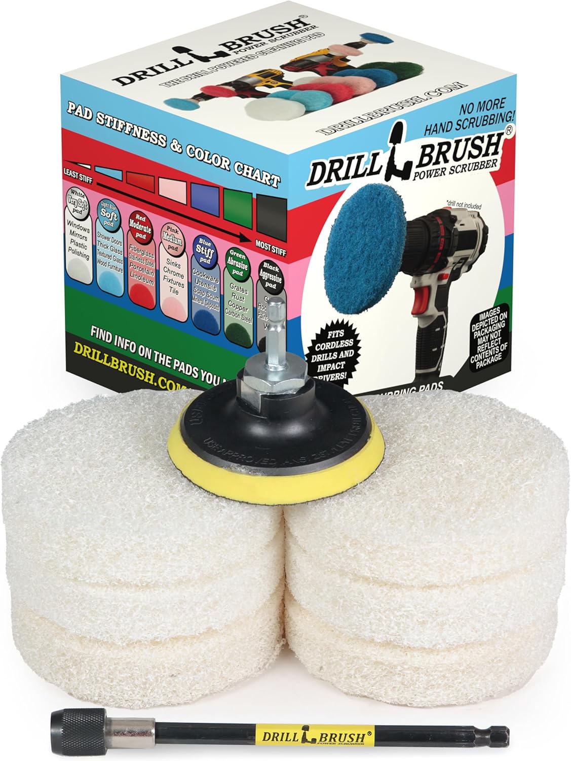 Drill Scrubber - Drill Brush Power Scrubber Pads - Bathroom - Drill Pad Attachments - Cleaning Pads - Shower Door - Baseboard - Bathroom Sink - Shower Cleaner - Flooring - Hard Water Stain Remover