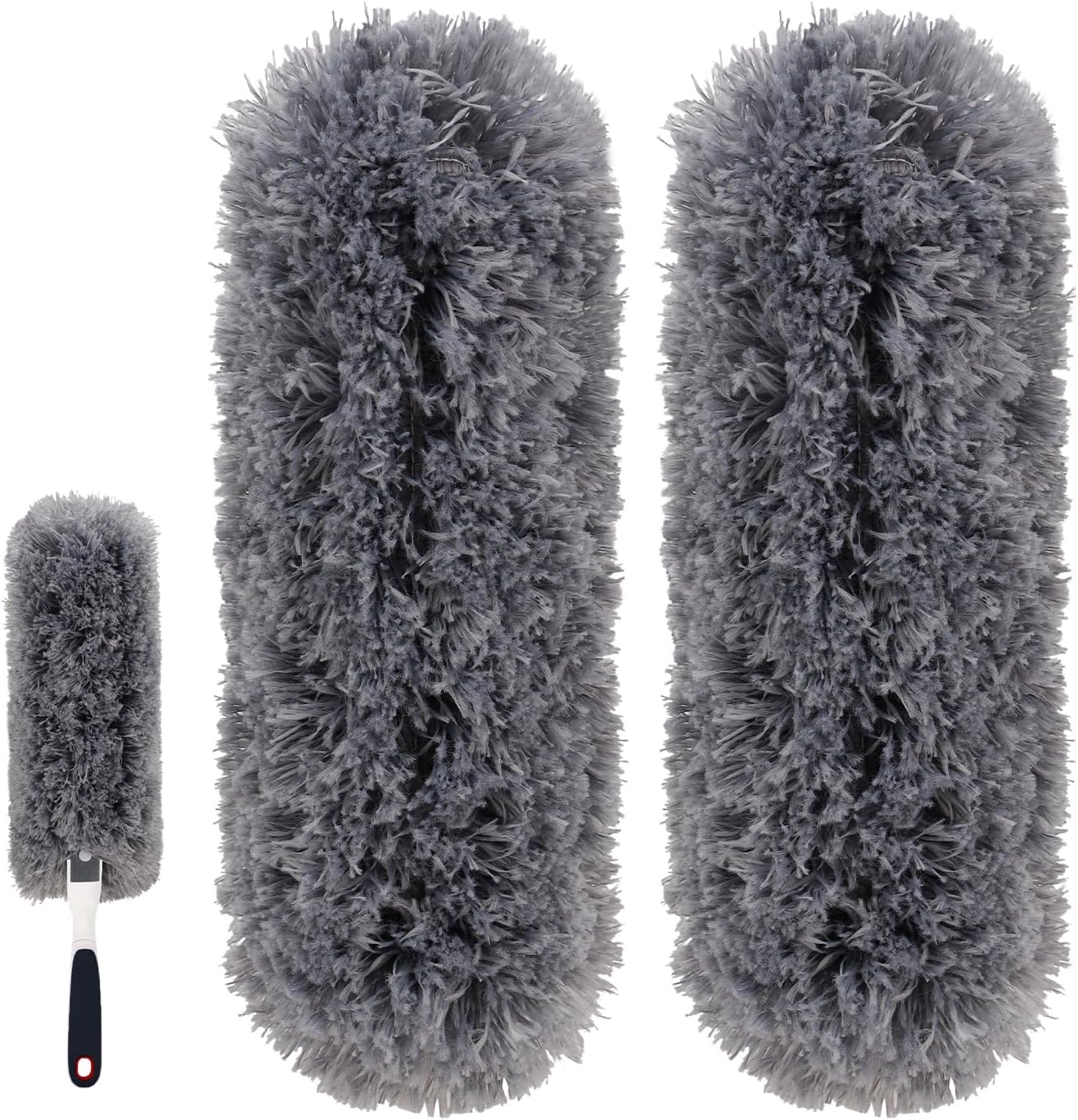 Reusable Microfiber Duster Refills Compatible with OXO & MR.SIGA Duster - Washable Duster for Household Cleaning Dusting Furniture Blind Ceiling Fan - 3Pack Grey(Handle NOT Included