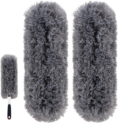 Reusable Microfiber Duster Refills Compatible with OXO & MR.SIGA Duster - Washable Duster for Household Cleaning Dusting Furniture Blind Ceiling Fan - 3Pack Grey(Handle NOT Included