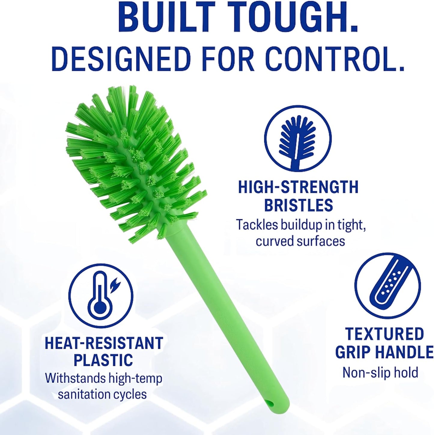 SPARTA Large Water Bottle Brush Ideal for Wide-Mouth Jars, Bottles and Tumblers, Dishwashing Tool with Handle for Home and Commercial Kitchens, Plastic, 12 Inches, White