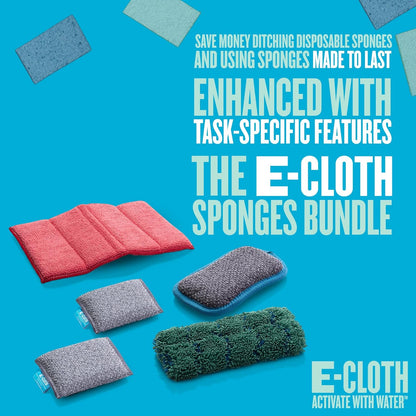 E-Cloth Non-Scratch Scrubbing Pads - Scrubbing Dish Sponges Kitchen Cleaning Kit - Reusable Scrubber Sponges for Dishes and Cleaning - Non-Scratch Scrubbers for Cleaning - 2-Pack