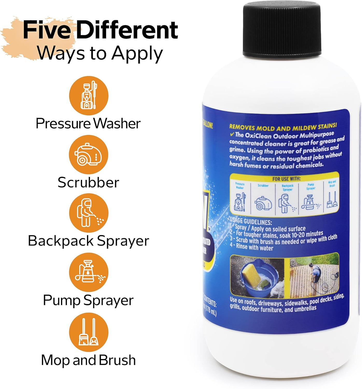 OxiClean - Outdoor Multipurpose Super Concentrated Cleaner - Makes 1 Gallon - Stain Remover - Driveway Cleaner for Concrete - Degreaser for Cement, Brick, Vinyl, and Patio Furniture (6oz = 1 Gallon)