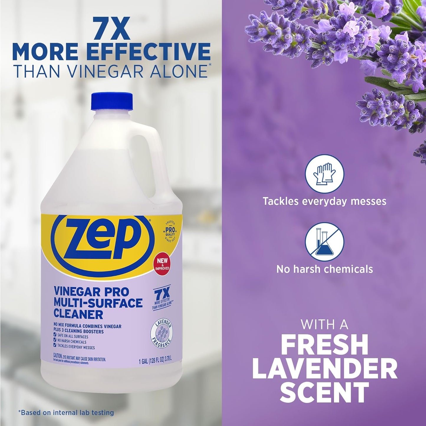 Zep Vinegar Pro Multi-Surface Cleaner 1 Gallon (Case of 4) Professional Sprayer Bottle (Case of 12) - R48410 - No-Rinse Professional Grade Formula with Fresh and Clean Scent