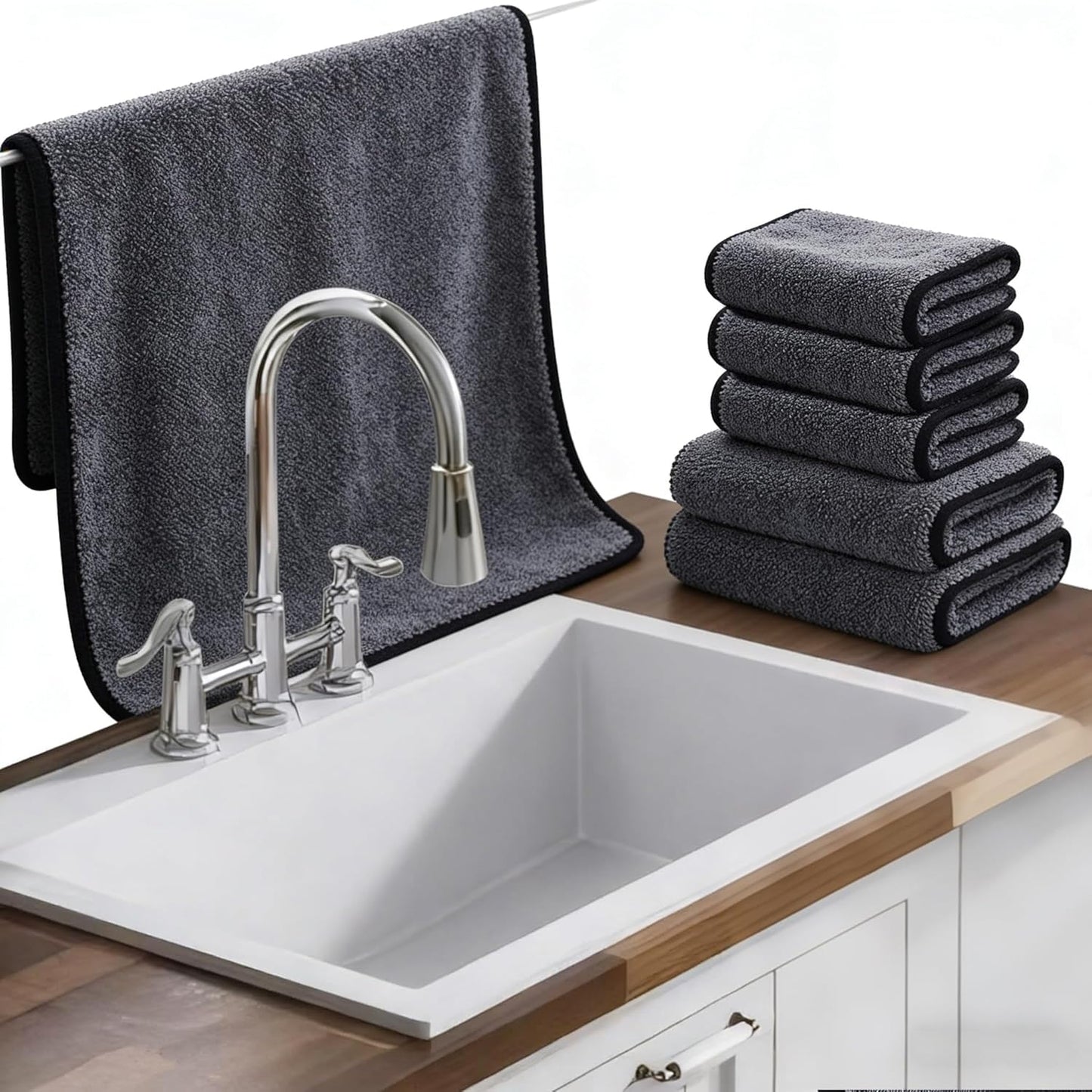 Cleaning Wipes Cloths,5pcs Cleaning Drying Towels,Shower Doors Drying Towels,12 * 10” Streak Free Glass Window Car Mirror Super Absorben Microfiber Cleaning Cloths Cleaner(5pcs grey12*10”)