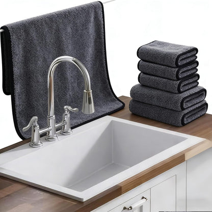 Cleaning Wipes Cloths,5pcs Cleaning Drying Towels,Shower Doors Drying Towels,12 * 10” Streak Free Glass Window Car Mirror Super Absorben Microfiber Cleaning Cloths Cleaner(5pcs grey12*10”)
