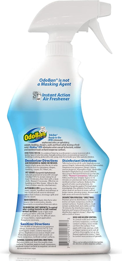 OdoBan Ready-to-Use Disinfectant and Odor Eliminator, Made in the USA, Original Eucalyptus Scent, Set of 3, 2 Spray Bottles, 32 Ounces Each and 1 Gallon Concentrate