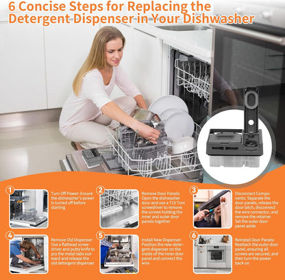 UPGRADED W10861000 W10620296 Dishwasher Detergent Dispenser Compatible With Whirlpool KitchenAid Maytag Dishwasher Detergent Dispenser Replacement Parts WDT750SAHZ0 WDTA50SAHZ0 WDT730PAHZ0 WDT970SAHZ0
