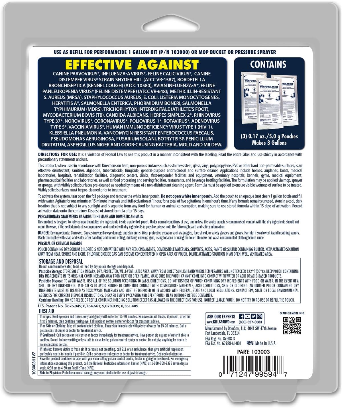PERFORMACIDE No-Rinse Disinfectant / Deodorizer for Pet Surfaces | Kills Parvovirus, Ringworm, Feline Calicivirus, Avian Influenza (Bird Flu) Eco Friendly, Naturally Dissipates, Refillable, 32 OZ Kit