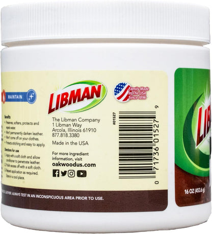 Tribello Libman Oakwood Leather Conditioner 16 oz – Hydrates & Conditions Leather – Helps Repel Moisture & Stains – For Saddles, Tack, Boots, Shoes, Furniture & Auto Interiors – Made in USA