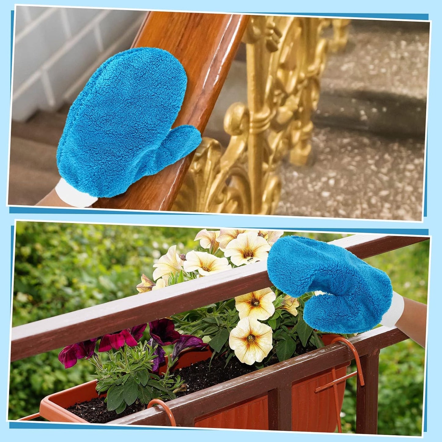 Remerry 6 Pcs Microfiber Mitts with Thumb for Cars Paint Wash Gloves Terry Weave Dusting Mitts