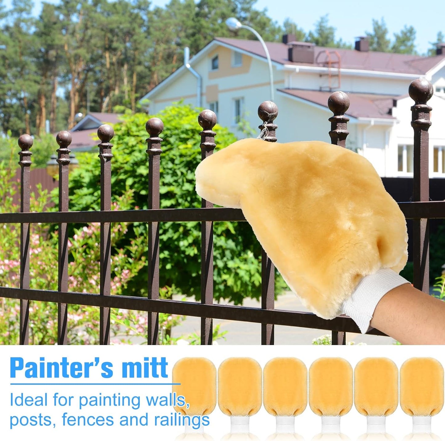 Remerry 6 Pcs Painters Mitt Painters Tool Dusting Gloves Deck Stain Applicator for Painting Cleaning Dusting