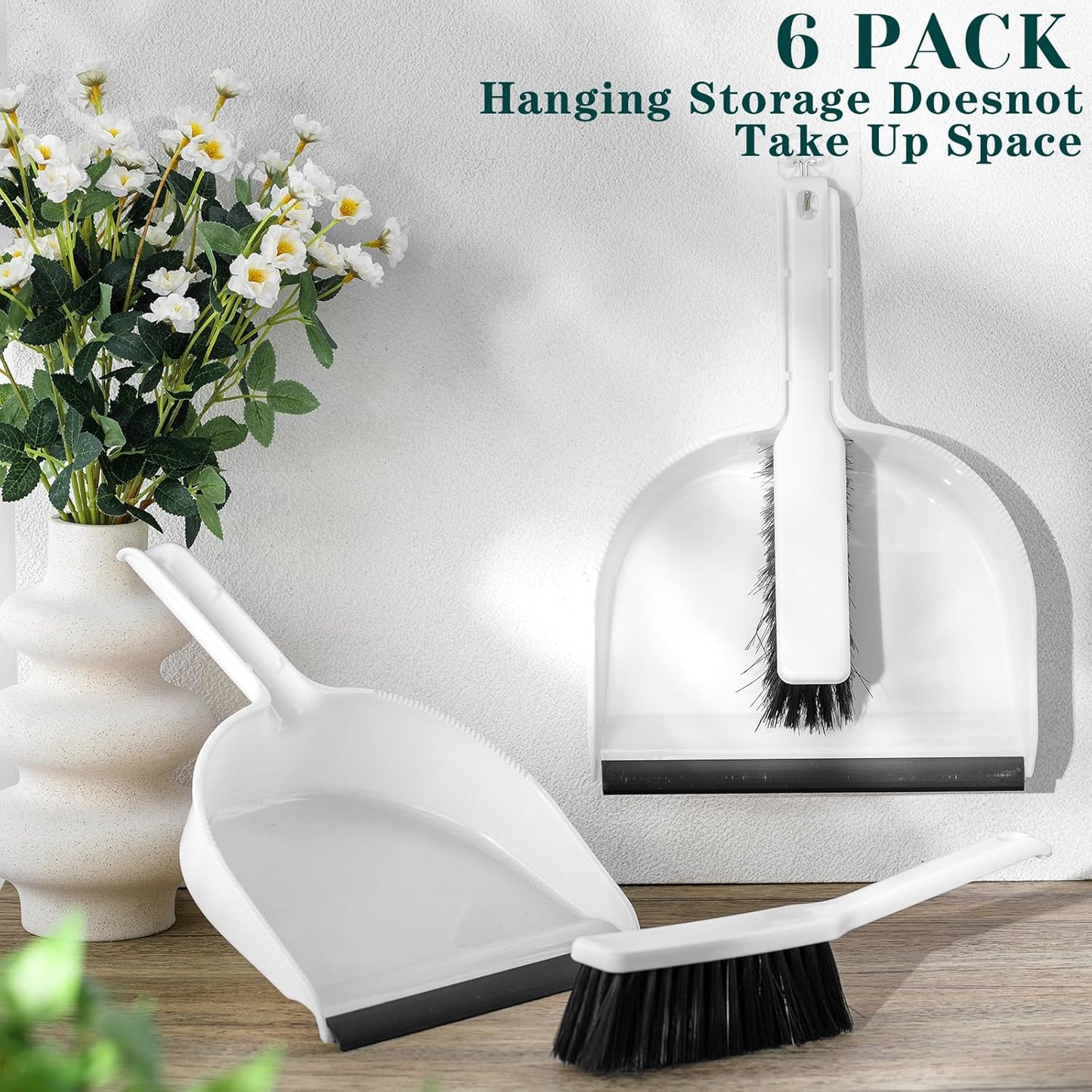 Zubebe 12 Pcs Mini Dustpan and Brush Set, Small Broom and Dustpan Set Small Cleaning Brush Portable Hand Broom Set for Home Office Kitchen Table Desktop Floor Cleaning Supplies