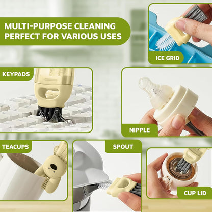 Cup Lid Cleaning Brush, 3 in 1 Lid Cleaner for Tumblers and Water Bottles, Gap Cleaning Brush with Straw Hole Detail Tool, Multifunctional Brush for Daily Use (Blue Green)