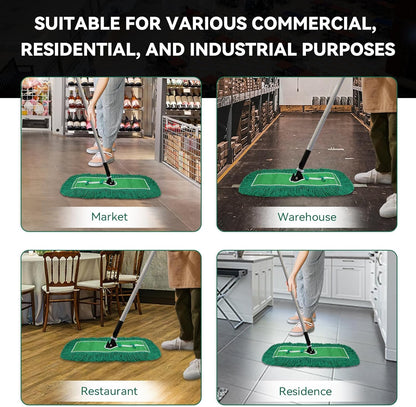 36 Inch Dust Mop Head: Replacement Medium Washable Commercial Mop Head Sweeper and Janitorial Replacement Green (Green - 36 Inch, 3 Pack)
