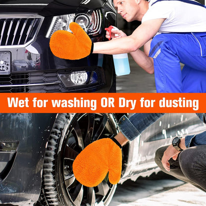 Remerry 6 Pcs Microfiber Mitts with Thumb for Cars Paint Wash Gloves Terry Weave Dusting Mitts