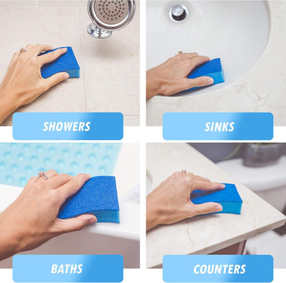 Elitra Essentials Scrubber Sponge, Non-Scratch Hydrophilic Foam Technology - Odor Resistant, Curved Grip, Dual-Sided Foam & Acrylic Grain Surface, Made in USA (Pack of 6)