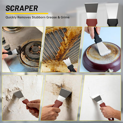 12Pcs Crevice Cleaning Brush Set, Hard Bristle Small Cleaning Brushes for Household Use with Scraper & Hook, Multi-Purpose Cleaning Tool for Kitchen, Bathroom, Grout, Corners, Tight Spaces