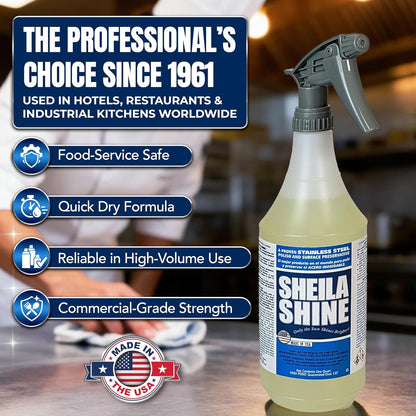 Sheila Shine 12 x 10oz Stainless Steel Cleaner and Polish With Cloth - Cleans, Polishes & Protects Kitchen Appliances, Refrigerators, Sinks, Ovens & Grills - Stainless Steel Fridge Cleaner