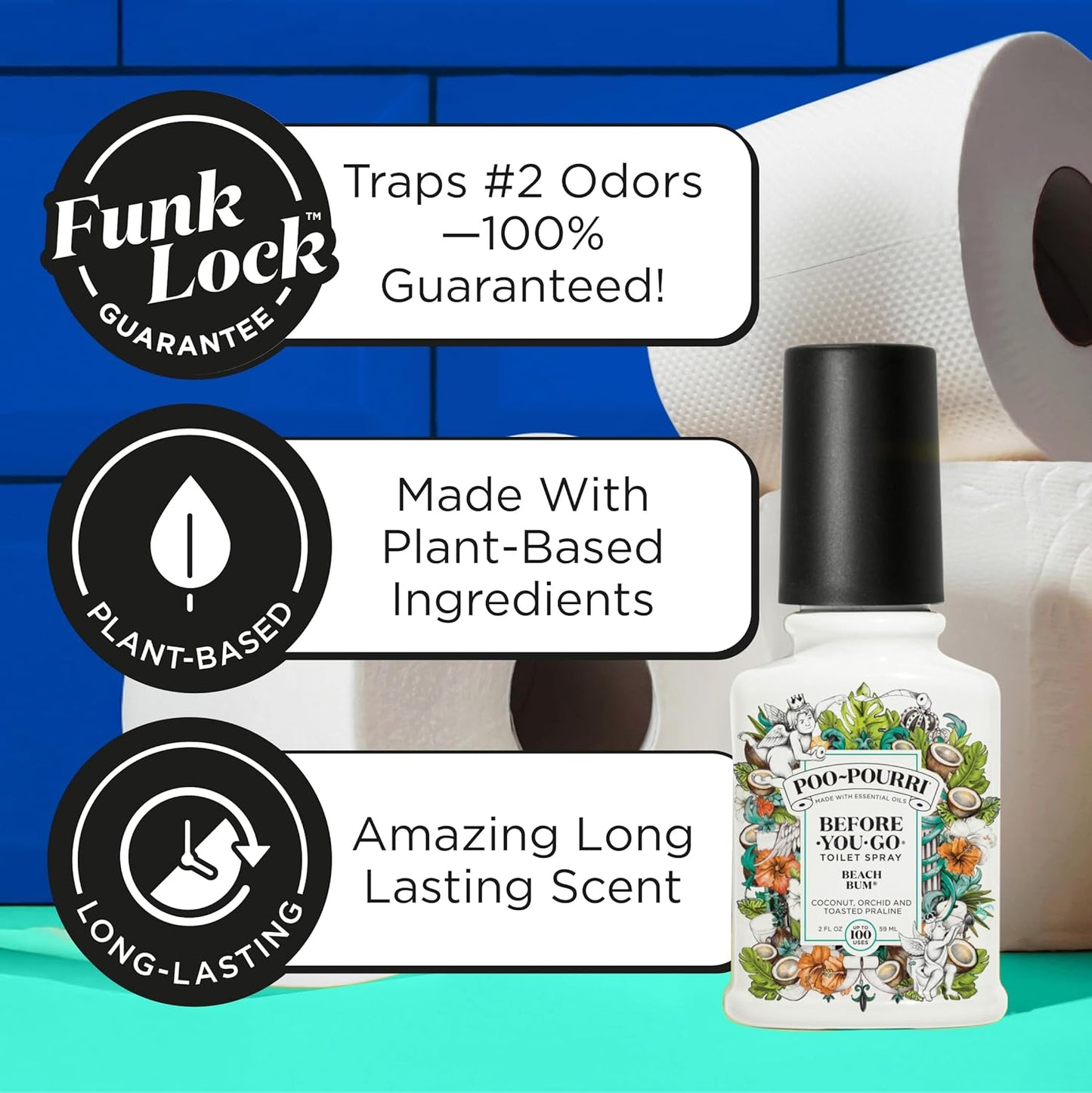 Poo-Pourri Before-You-Go Pocket Toilet Spray, Travel Essentials, Beach Bum, 1 Fl Oz, Up to 50 Uses, On-The-Go Bathroom Odor Deodorizer with Essential Oils, TSA Approved Size, Coconut Orchid Scent