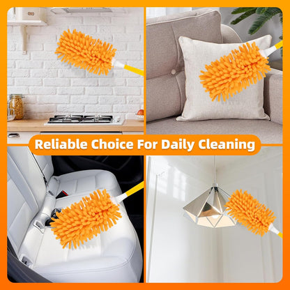 4 Pack Reusable Duster Refills Compatible with Swiffer Hand Duster, Washable Microfiber 360 Heavy Duty Dusters Refills for Dusting Cleaning(Include 1 Handle & Laundry Bag)