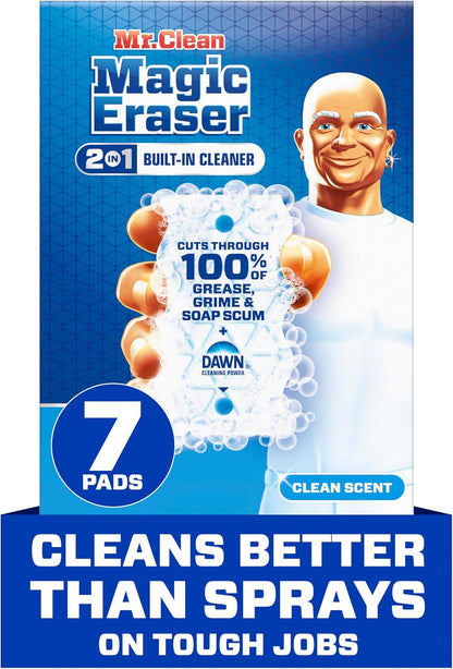 Mr. Clean Magic Eraser Foaming Sponge, All Purpose Cleaner, Dawn Cleaning Power, Wall Cleaner, Sneaker Cleaner, Oven Cleaner, Kitchen, Bathroom, Shower Cleaning Supplies, Scrubber, Ultra Foamy, 5ct