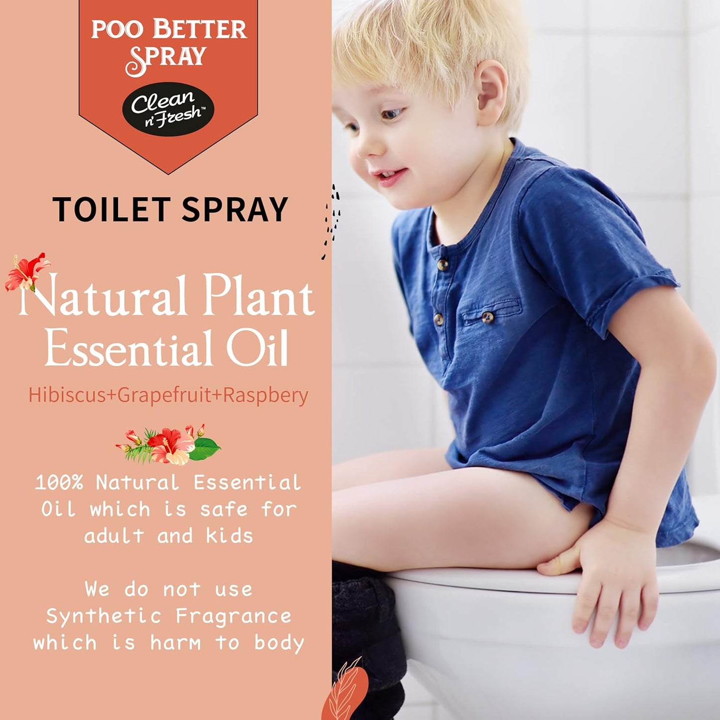 Clean-n-Fresh Toilet Spray, Wild Peony Scent, Bathroom Odor Eliminator & Air Freshener For Room, Trash Cans, Shoes, Fabrics, 3.4 Fl Oz(2 Pack)