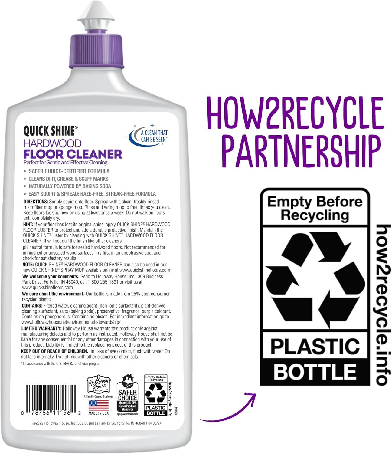 Quick Shine Hardwood Floor Cleaner 64oz | Use in Spray & Vac Mops | Removes Dirt & Scuff Marks | Ready-to-Use, Streak Free, No Rinse | Safer Choice Cleaner |Perfect for Gentle and Effective Cleaning