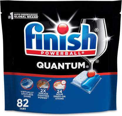 Finish Quantum Dishwasher Pods, No Pre-Rinse Dishwasher Detergent Soap Removes 24HR Dried-On Stain and Grease, Leaving a Virtually Spotless Shine, 84 Count