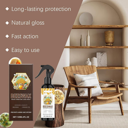 Natural Beeswax Spray, Beeswax Furniture Polish, Multipurpose Wood Floor Cleaner and Polish for Furniture, Floor, Tables 120ML