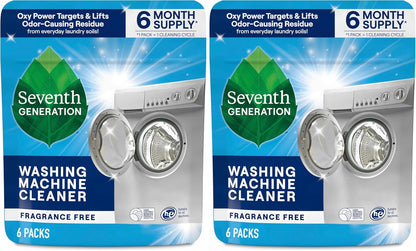 Seventh Generation Washing Machine Cleaner 6 Count Free & Clear Targets Odor-Causing Residue Powered by Oxy Power 4.2 oz