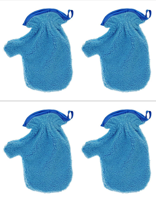 Microfiber Cleaning Mitts, Blue, Plush Dusting Gloves, Pack of 4