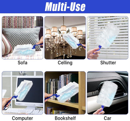 100 Pcs Duster Refills Bulk, Thickened Duster Refill Electrostatic Duster Head, Duster Refills for Cleaning with 4 Handles, Disposable Duster Refills for Cleaning Blinds, Ceiling Fans(Blue)