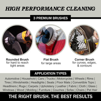 Drillbrush Drill Brush Attachment Set for Bathroom Cleaning – Power Scrubber Brush Kit for Tub, Tile, Shower, and Grout – All-Purpose Household Cleaning Brushes for Drill - Electric Grout Cleaner Kit