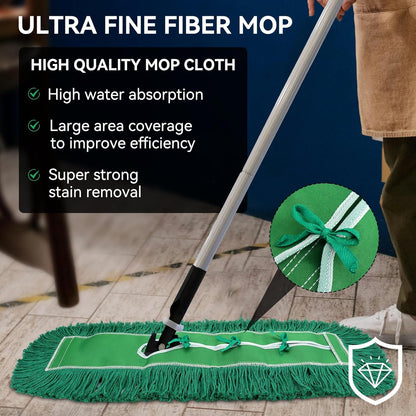 36 Inch Dust Mop Head: Replacement Medium Washable Commercial Mop Head Sweeper and Janitorial Replacement Green (Green - 36 Inch, 3 Pack)