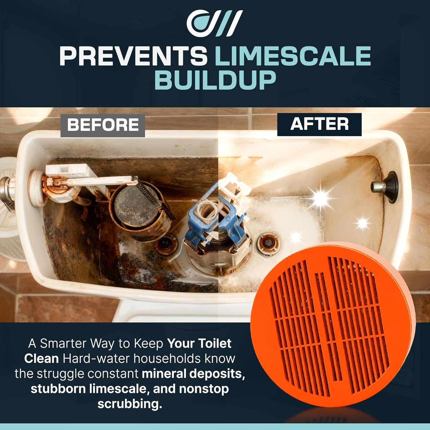 Toilet Guard Drop-In Toilet Tank Tablet | SINGLE 180-Day Tablet | Hard Water & Limescale Control | Reduces Rings, Stains & Mineral Buildup | Polyphosphate Formula | Bleach-Free
