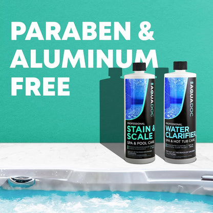 AquaDoc Spa Clarifier and Hot Tub Stain and Scale Control Bundle - Includes 32oz Hot Tub Clarifier and 32oz Spa Stain and Scale Remover - Made in USA