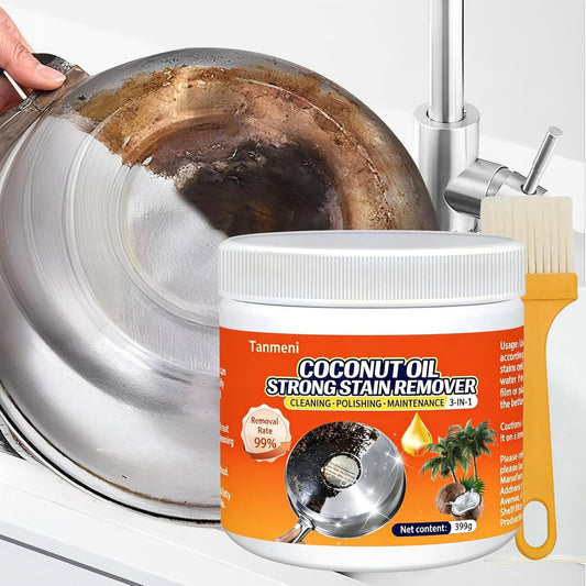 Coconut Oil Strong Stain Remover, Multi-purpose Kitchen Cleaner, Pot Bottom Black Stain Cleaner, Pan Bottom Cleaning Paste,Powerful Kitchenware Cleaner, Oil Stain Remover (399, Grams)