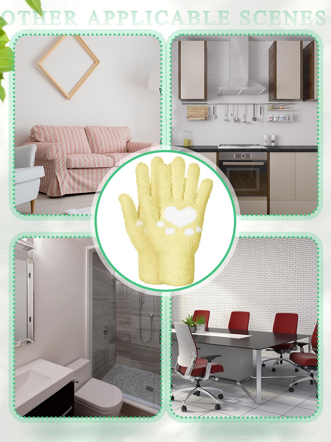 Patelai 3 Pairs Microfiber Plant Dusting Gloves Leaf Cleaning Gloves for Indoor Plants, Blinds, Furniture, House (Green Yellow,Blue,Pink,Medium)