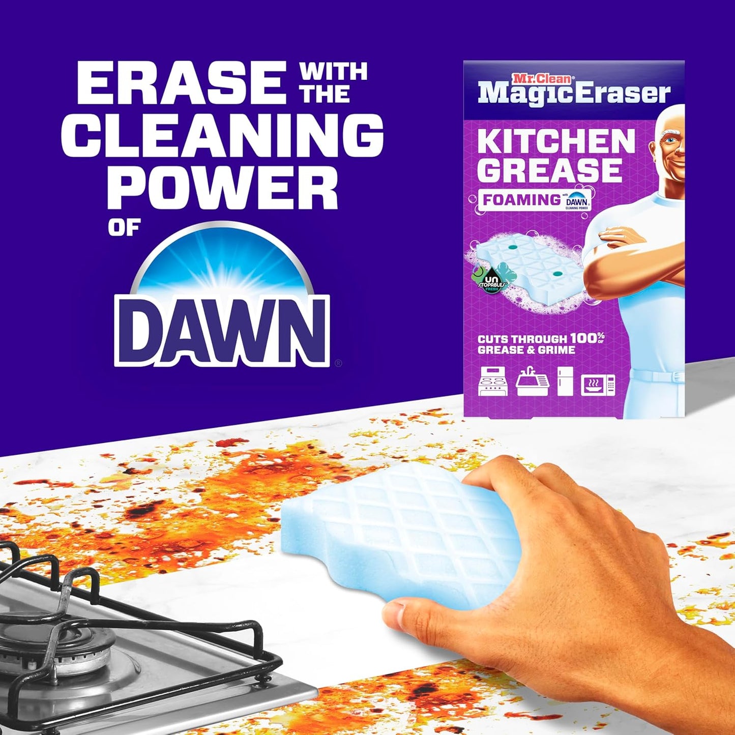 Mr. Clean Magic Eraser Foaming Sponge, All Purpose Cleaner, Dawn Cleaning Power, Wall, Sneaker, Oven Cleaner, Kitchen, Bathroom, Shower Cleaning Supplies, Scrubber, Ultra Foamy, 5ct