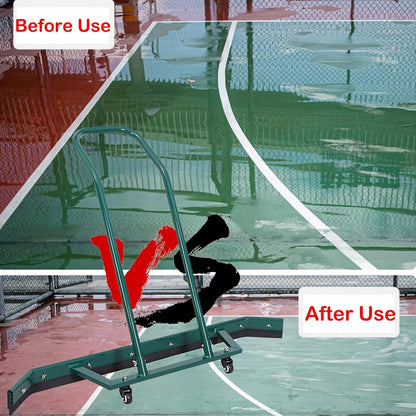 4.5FT Sport Tennis Court Squeegee Floor Squeegee Heavy Duty Commercial Squeegee for Floors with 2PCs EVA Foam Blade- Stainless Steel Silver