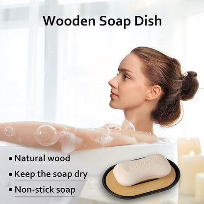 Wooden Soap Dish for Shower,Set of 2 Shower Soap Holder,Self draining Bar Soap Holder for Bathroom, Homemade Soaps Saver Natural Soaps Tray, Vowupt