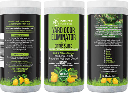 Nature's Pure Edge Yard Odor Eliminator. Perfect for Artificial Grass, Patio, Kennel, and Lawn. Instantly Removes Stool and Urine Odor. Long Lasting. Kid and Pet Safe.