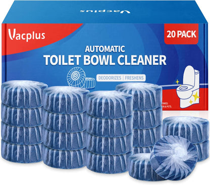 Vacplus Toilet Bowl Cleaners - 20 Pack Long-Lasting Toilet Cleaner Tablets, Prevent Stains & Deodorize, Blue & Pink