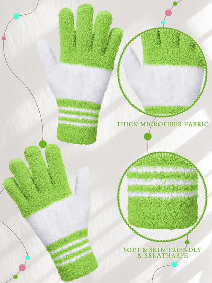 Patelai 3 Pairs Microfiber Plant Dusting Gloves Leaf Cleaning Gloves for Indoor Plants, Blinds, Furniture, House (Green Yellow,Blue,Pink,Medium)