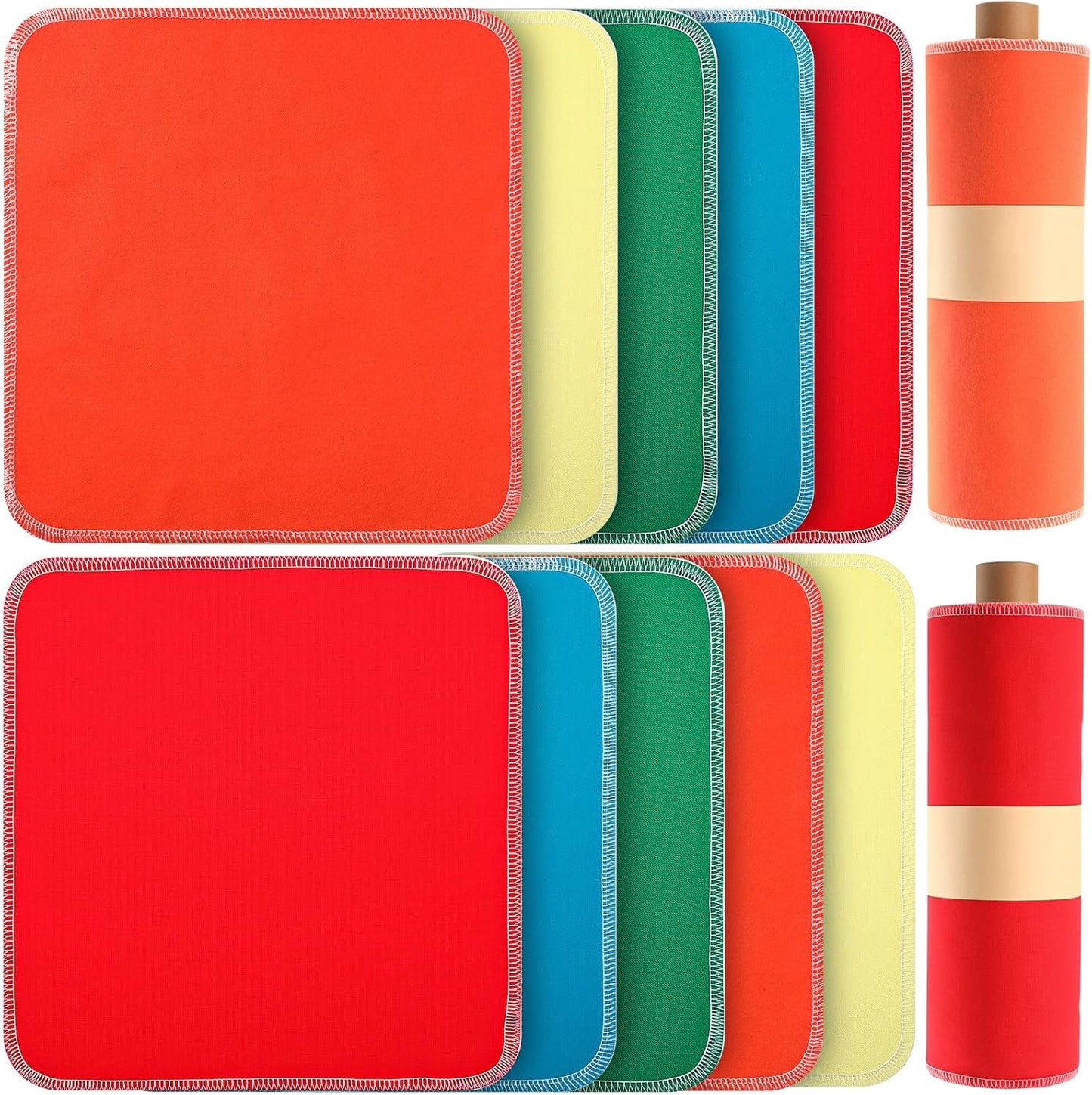 Redbaker 50 Pcs Reusable Paper Towels Paperless Reusable Cotton Cloths Toilet Absorbent Washable Paper Towels with Roll Kitchen Dishcloth for Kitchen Paperless Dishcloths(Stripe)